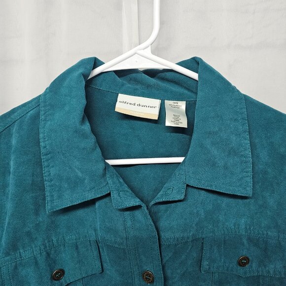 Alfred Dunner Blouse Shacket Green Embroidered Casual Boho Cottage 18W - Picture 2 of 9